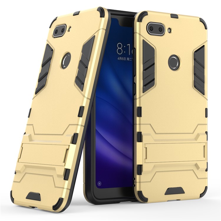 Cool Guard Kickstand PC TPU Combo Phone Cover for Xiaomi Mi 8 Lite / Xiaomi Mi 8 Youth (Mi 8X) - Gold-1