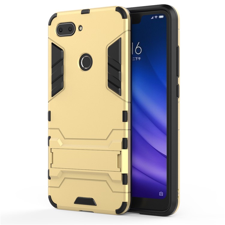 Cool Guard Kickstand PC TPU Combo Phone Cover for Xiaomi Mi 8 Lite / Xiaomi Mi 8 Youth (Mi 8X) - Gold-2