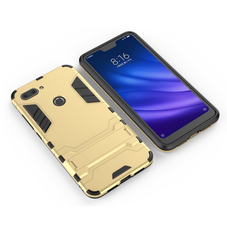 Cool Guard Kickstand PC TPU Combo Phone Cover for Xiaomi Mi 8 Lite / Xiaomi Mi 8 Youth (Mi 8X) - Gold-3