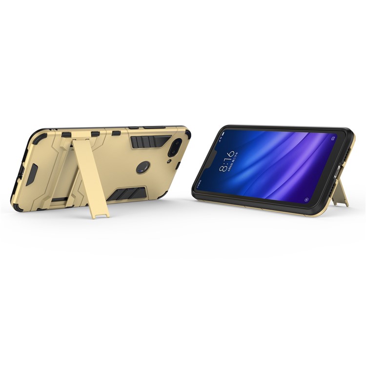 Cool Guard Kickstand PC TPU Combo Phone Cover for Xiaomi Mi 8 Lite / Xiaomi Mi 8 Youth (Mi 8X) - Gold-5