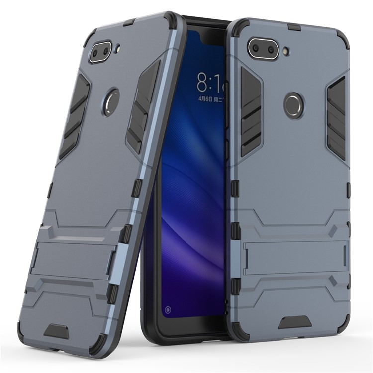 Cool Guard Kickstand PC TPU Cell Phone Cover for Xiaomi Mi 8 Lite / Xiaomi Mi 8 Youth (Mi 8X) - Dark Blue-1