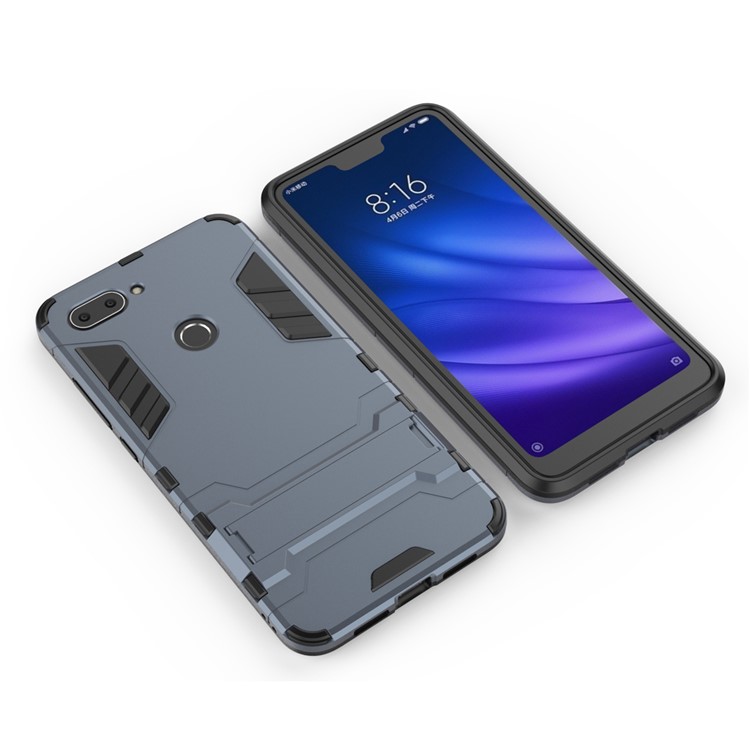 Cool Guard Kickstand PC TPU Cell Phone Cover for Xiaomi Mi 8 Lite / Xiaomi Mi 8 Youth (Mi 8X) - Dark Blue-3