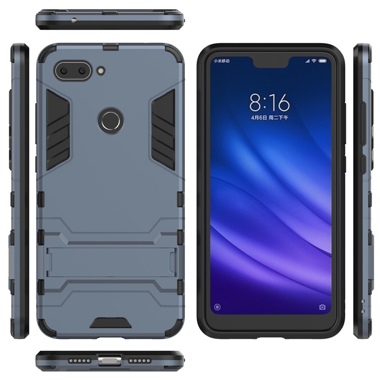Cool Guard Kickstand PC TPU Cell Phone Cover for Xiaomi Mi 8 Lite / Xiaomi Mi 8 Youth (Mi 8X) - Dark Blue-4