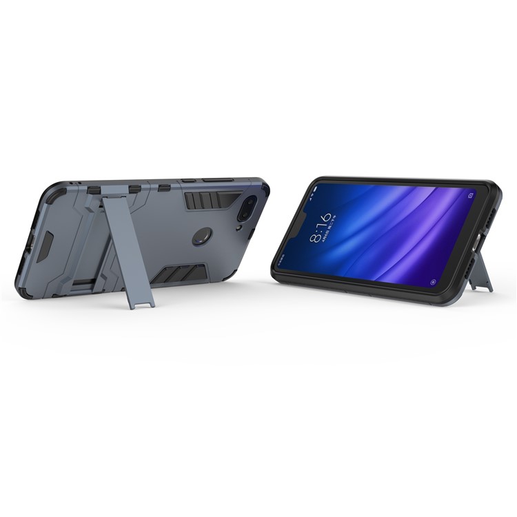 Cool Guard Kickstand PC TPU Cell Phone Cover for Xiaomi Mi 8 Lite / Xiaomi Mi 8 Youth (Mi 8X) - Dark Blue-5