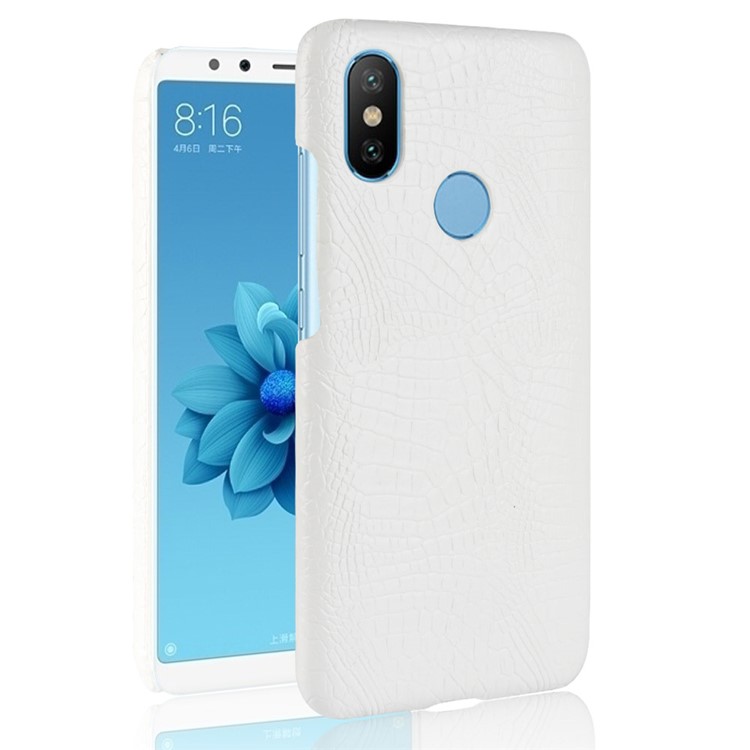 Crocodile Texture PU Leather Coated PC Phone Cover for Xiaomi Mi A2 Lite / Redmi 6 Pro - White-1