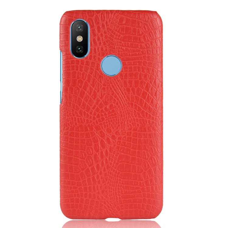 Crocodile Texture PU Leather Coated PC Phone Shell for Xiaomi Mi A2 Lite / Redmi 6 Pro - Red-2