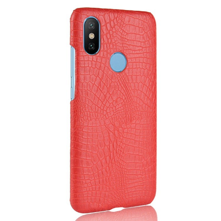 Crocodile Texture PU Leather Coated PC Phone Shell for Xiaomi Mi A2 Lite / Redmi 6 Pro - Red-3