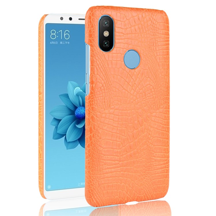 Crocodile Texture PU Leather Coated PC Case for Xiaomi Mi A2 Lite / Redmi 6 Pro - Orange-1