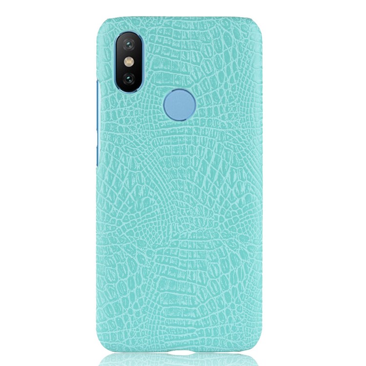 Crocodile Texture PU Leather Coated PC Accessory Cover for Xiaomi Mi A2 Lite / Redmi 6 Pro - Cyan-2