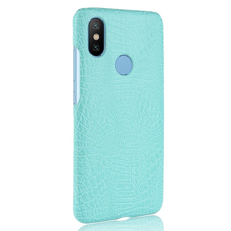 Crocodile Texture PU Leather Coated PC Accessory Cover for Xiaomi Mi A2 Lite / Redmi 6 Pro - Cyan-3