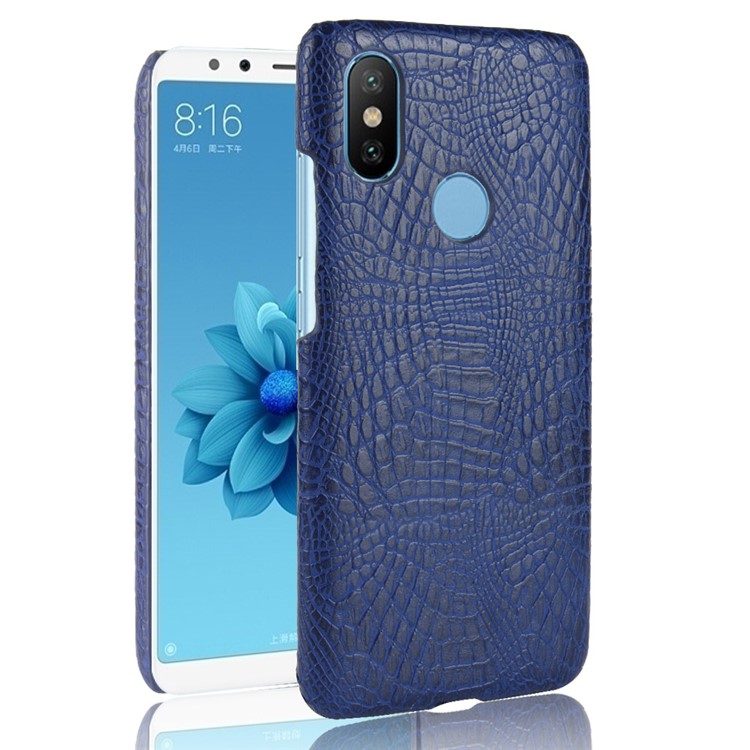 Crocodile Texture PU Leather Coated PC Casing for Xiaomi Mi A2 Lite / Redmi 6 Pro - Blue-1