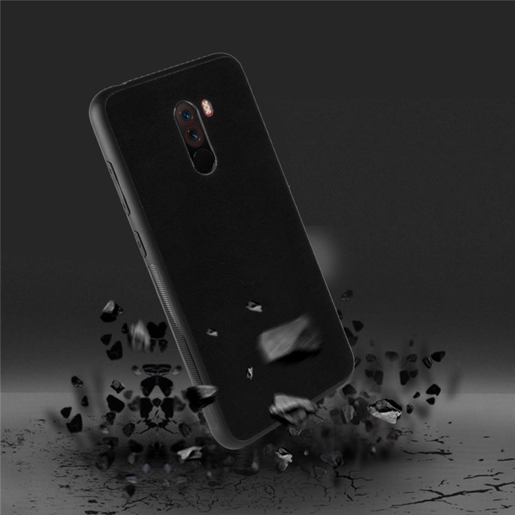 Retro Velvet Cloth Coated PC + TPU Hybrid Shell for Xiaomi Pocophone F1 / Poco F1 in India - Black-5