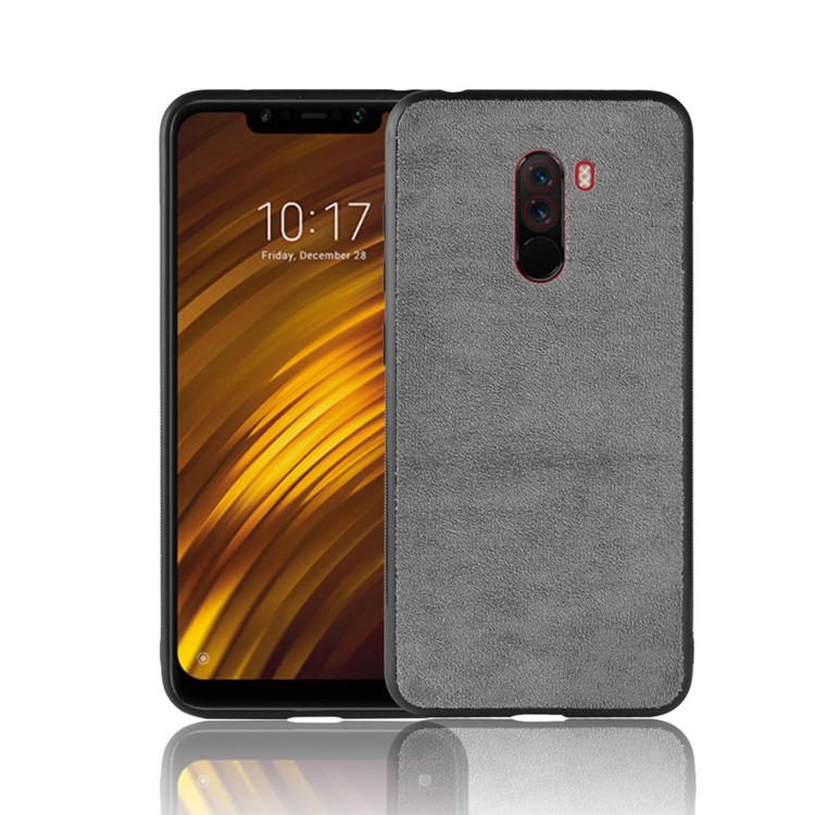 Retro Velvet Cloth Coated PC + TPU Hybrid Case for Xiaomi Pocophone F1 / Poco F1 in India - Grey-1