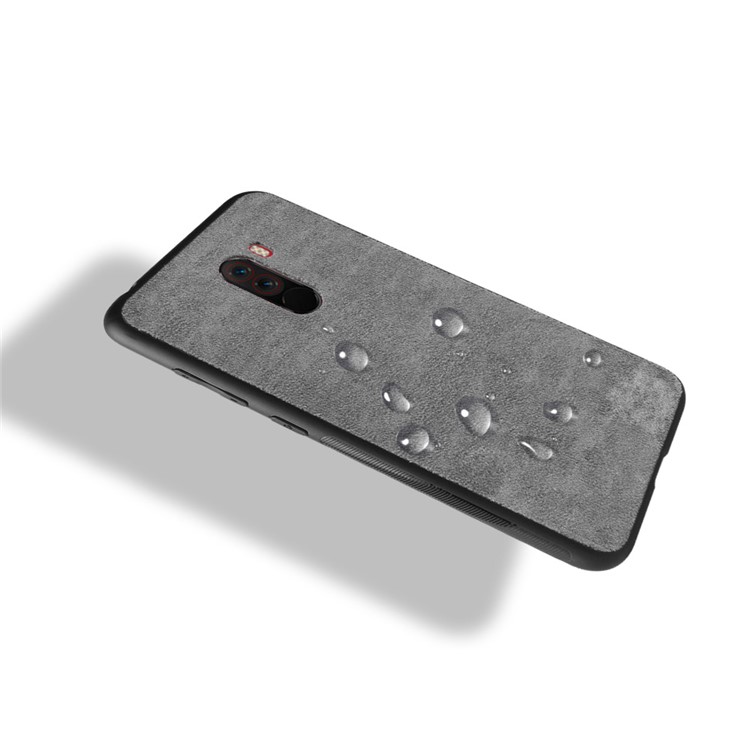 Retro Velvet Cloth Coated PC + TPU Hybrid Case for Xiaomi Pocophone F1 / Poco F1 in India - Grey-4