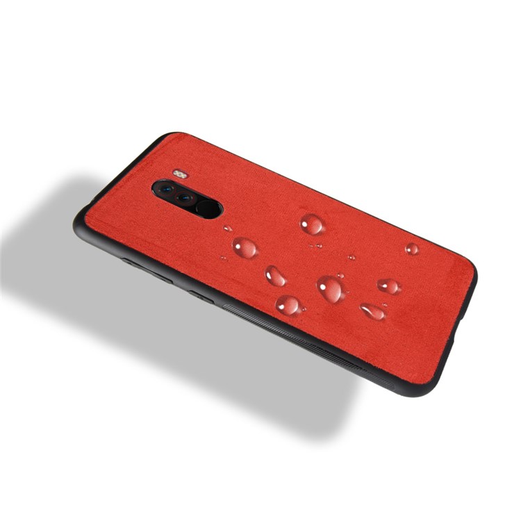Retro Velvet Cloth Coated PC + TPU Combo Shell for Xiaomi Pocophone F1 / Poco F1 in India - Red-4