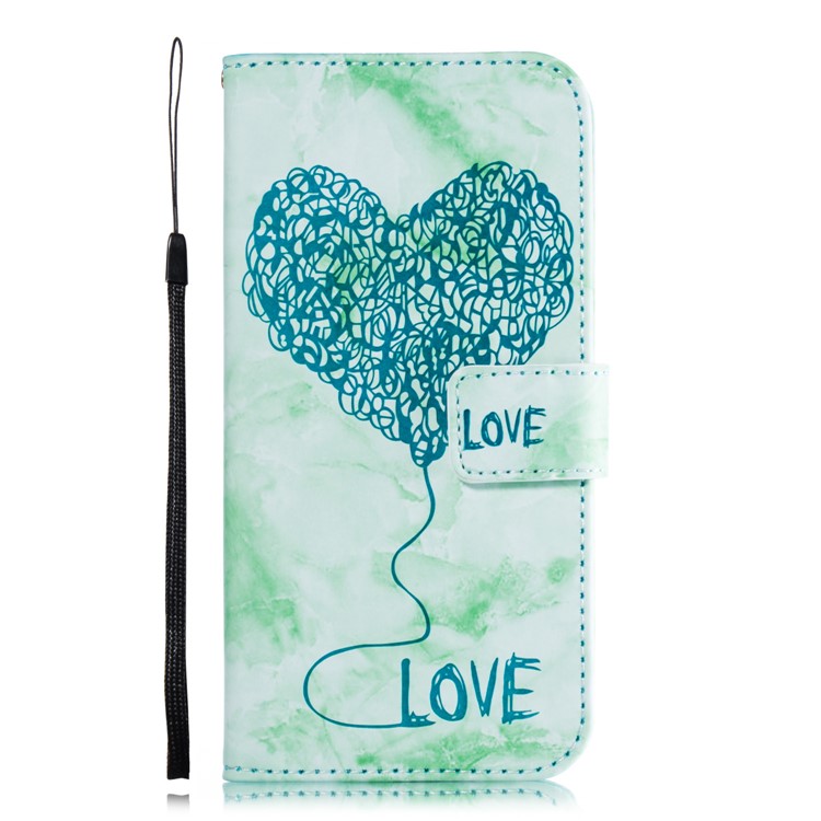 For Xiaomi Mi A2 Lite / Redmi 6 Pro Imprinted Lover Heart Marble Pattern Wallet Leather Mobile Phone Case - Green-2