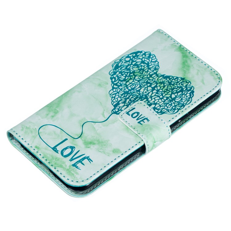 For Xiaomi Mi A2 Lite / Redmi 6 Pro Imprinted Lover Heart Marble Pattern Wallet Leather Mobile Phone Case - Green-4