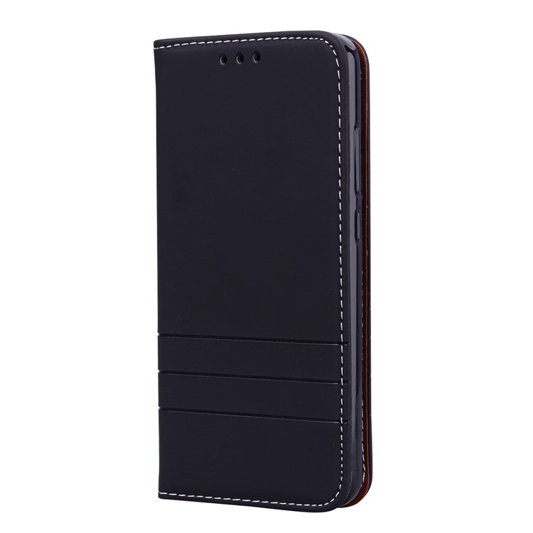Auto-absorbed Wallet Stand Leather Case with Strap for Xiaomi Mi A2 Lite / Redmi 6 Pro (China) - Black-2