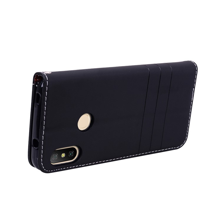 Auto-absorbed Wallet Stand Leather Case with Strap for Xiaomi Mi A2 Lite / Redmi 6 Pro (China) - Black-4