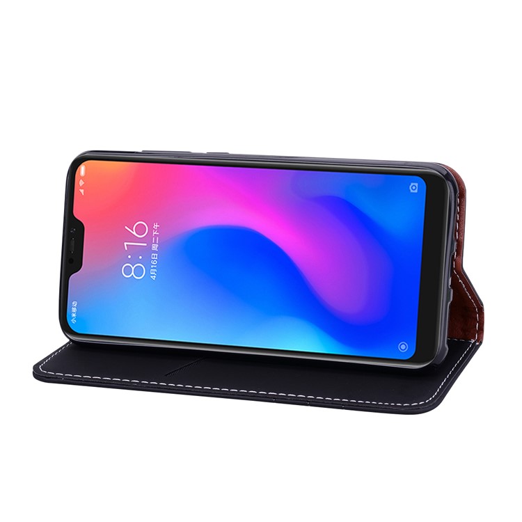 Auto-absorbed Wallet Stand Leather Case with Strap for Xiaomi Mi A2 Lite / Redmi 6 Pro (China) - Black-5