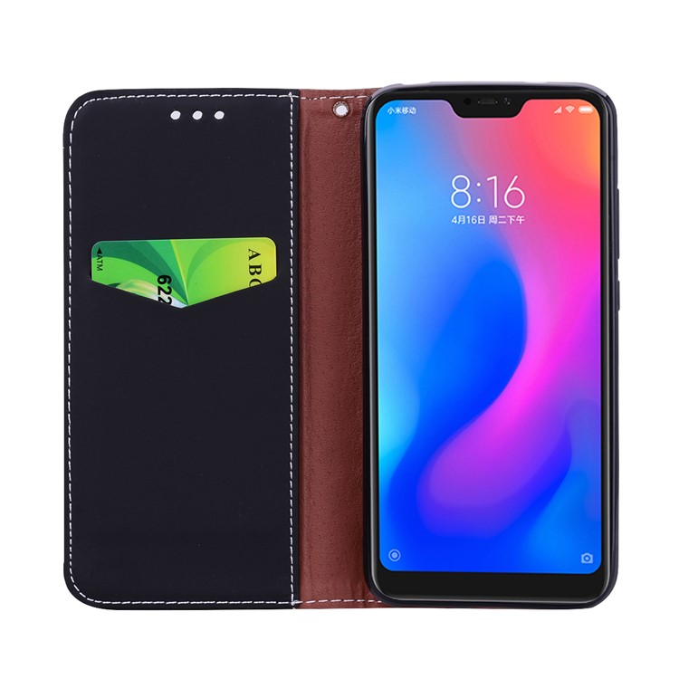 Auto-absorbed Wallet Stand Leather Case with Strap for Xiaomi Mi A2 Lite / Redmi 6 Pro (China) - Black-6