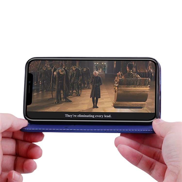Auto-absorbed Wallet Stand Leather Shell with Strap for Xiaomi Mi A2 Lite / Redmi 6 Pro (China) - Blue-10