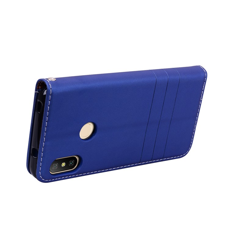 Auto-absorbed Wallet Stand Leather Shell with Strap for Xiaomi Mi A2 Lite / Redmi 6 Pro (China) - Blue-4