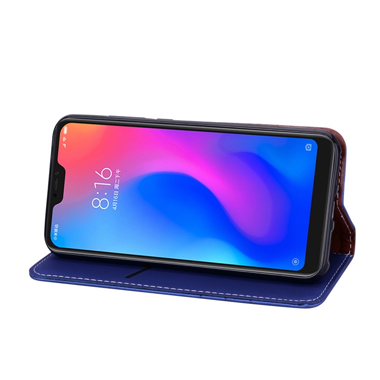 Auto-absorbed Wallet Stand Leather Shell with Strap for Xiaomi Mi A2 Lite / Redmi 6 Pro (China) - Blue-5