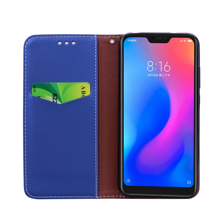 Auto-absorbed Wallet Stand Leather Shell with Strap for Xiaomi Mi A2 Lite / Redmi 6 Pro (China) - Blue-6