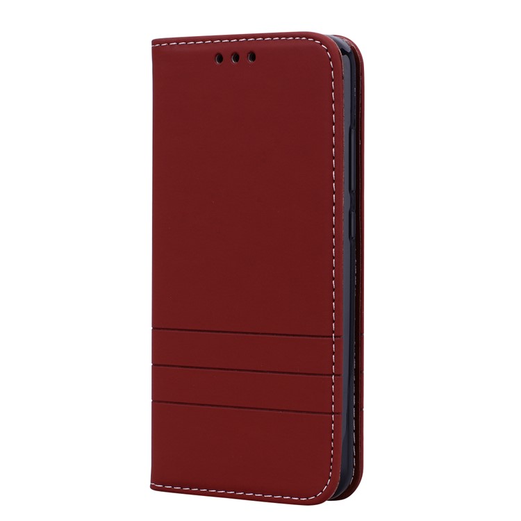 Auto-absorbed Wallet Stand Leather Casing with Strap for Xiaomi Mi A2 Lite / Redmi 6 Pro (China) - Brown-2