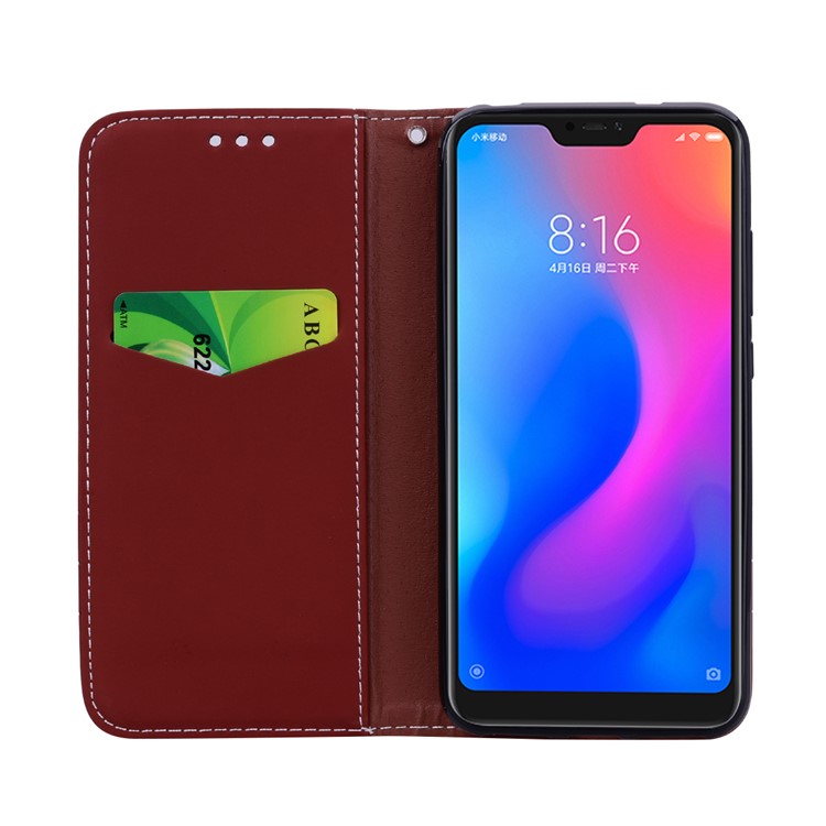 Auto-absorbed Wallet Stand Leather Casing with Strap for Xiaomi Mi A2 Lite / Redmi 6 Pro (China) - Brown-6