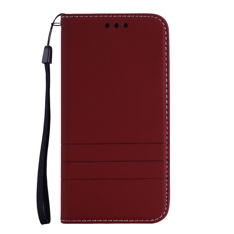 Auto-absorbed Wallet Stand Leather Casing with Strap for Xiaomi Mi A2 Lite / Redmi 6 Pro (China) - Brown-8