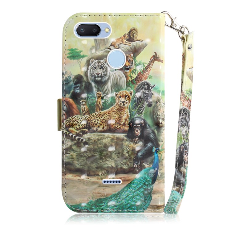 Phone Casing for Xiaomi Redmi 6 Patterned Wallet Stand PU Leather Cover - Animals Getting Together-3