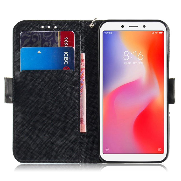 Phone Casing for Xiaomi Redmi 6 Patterned Wallet Stand PU Leather Cover - Animals Getting Together-7