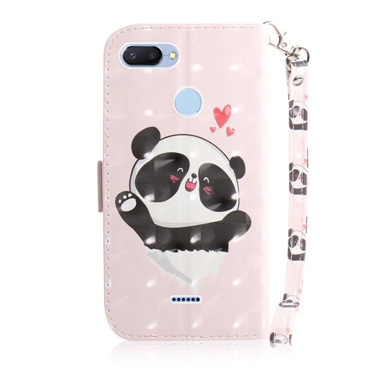 Mobile Shell for Xiaomi Redmi 6 Patterned Wallet Stand PU Leather Cover - Cute Panda-3