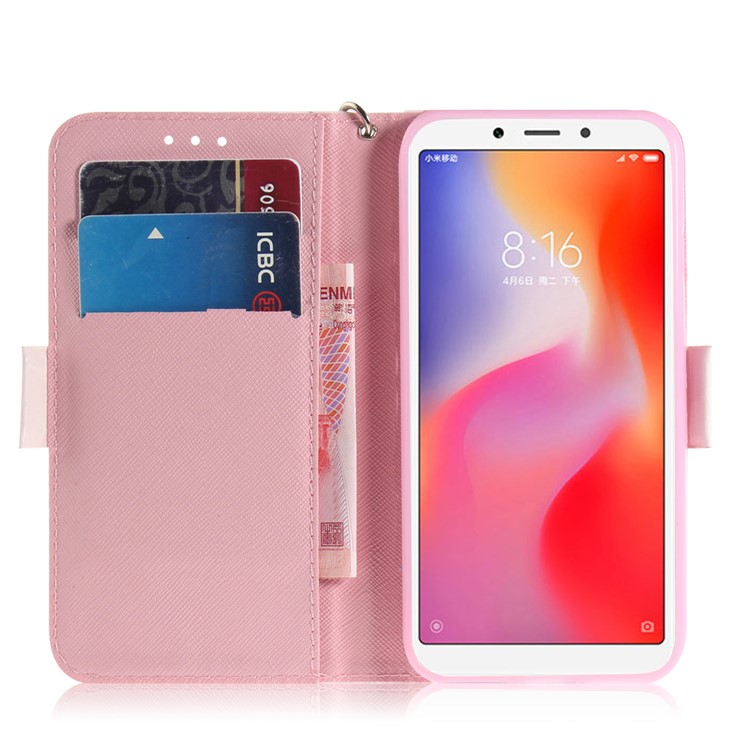 Mobile Shell for Xiaomi Redmi 6 Patterned Wallet Stand PU Leather Cover - Cute Panda-7