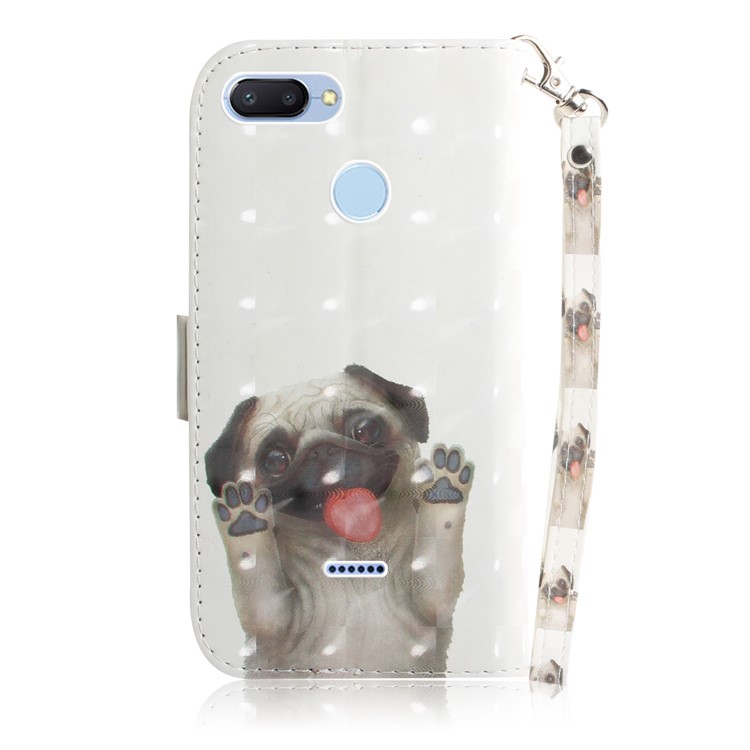 Phone Accessory Case for Xiaomi Redmi 6 Patterned Wallet Stand PU Leather Cover - Dog Waving Paws-3