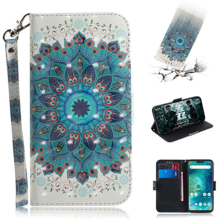 Light Spot Decor Patterned Wallet Stand PU Leather Phone Shell for Xiaomi Mi A2 Lite / Redmi 6 Pro (China) - Mandala-1