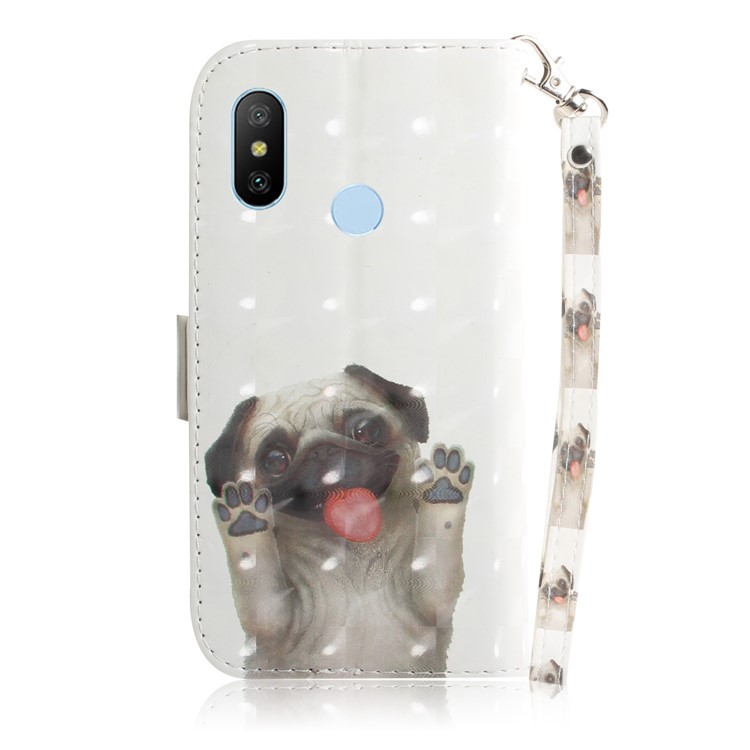 Light Spot Decor Patterned Wallet Stand PU Leather Cell Phone Case for Xiaomi Mi A2 Lite / Redmi 6 Pro (China) - Dog Waving Paws-3