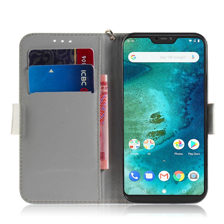 Light Spot Decor Patterned Wallet Stand PU Leather Cell Phone Case for Xiaomi Mi A2 Lite / Redmi 6 Pro (China) - Dog Waving Paws-7