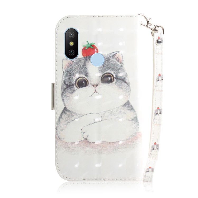 Light Spot Decor Patterned Wallet Stand PU Leather Protective Case for Xiaomi Mi A2 Lite / Redmi 6 Pro (China) - Lovely White Cat-3
