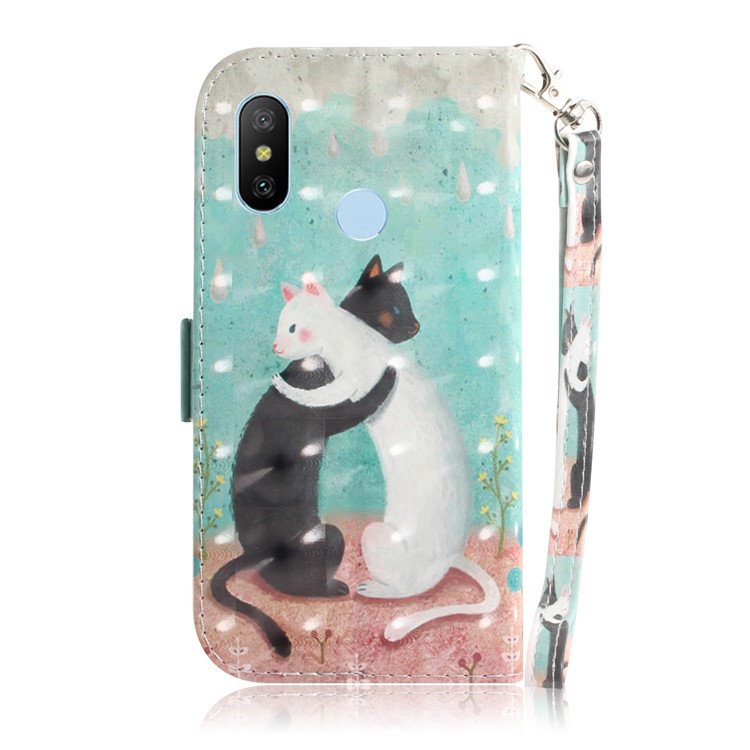 Light Spot Decor Patterned Wallet Stand PU Leather Flip Case for Xiaomi Mi A2 Lite / Redmi 6 Pro (China) - Hugging Cats-2