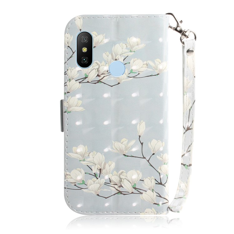 Light Spot Decor Patterned Wallet Stand PU Leather Flip Cover for Xiaomi Mi A2 Lite / Redmi 6 Pro (China) - White Flower-3
