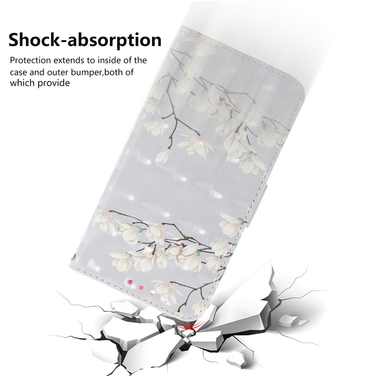 Light Spot Decor Patterned Wallet Stand PU Leather Flip Cover for Xiaomi Mi A2 Lite / Redmi 6 Pro (China) - White Flower-5