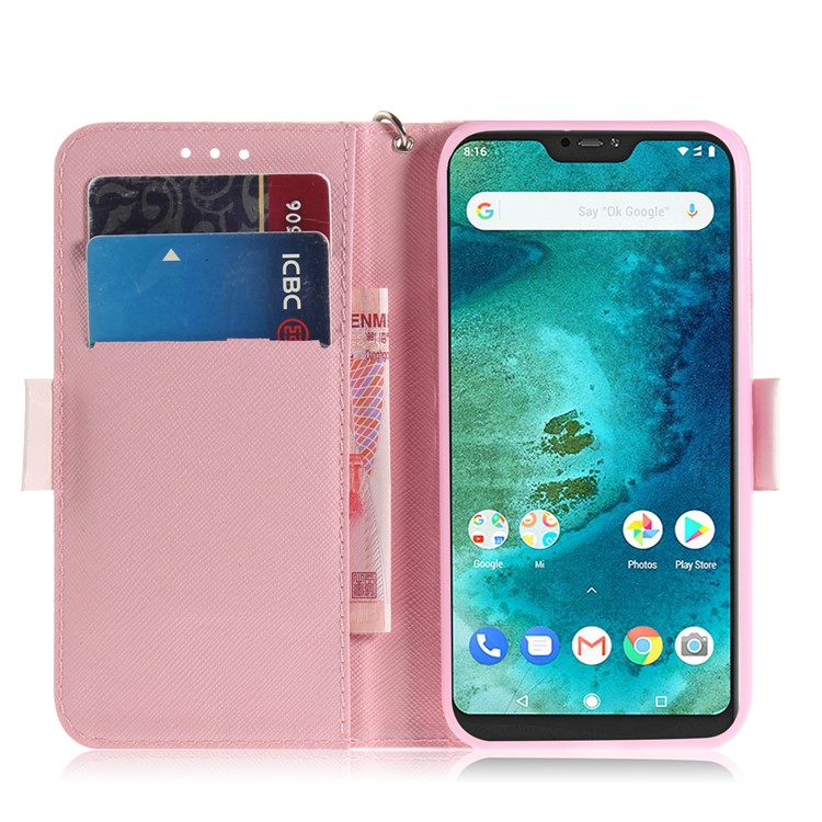 Light Spot Decor Patterned Wallet Stand PU Leather Flip Cover for Xiaomi Mi A2 Lite / Redmi 6 Pro (China) - White Flower-7