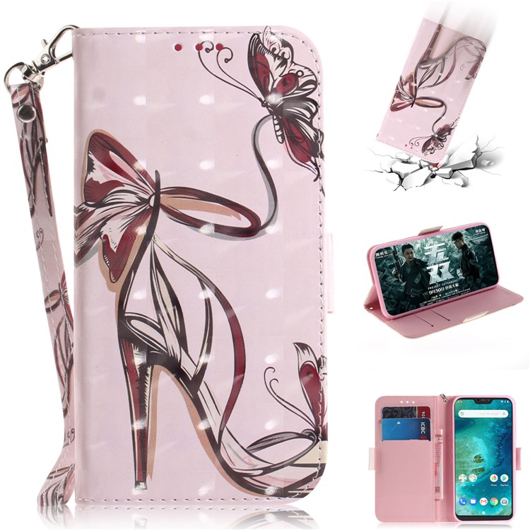 Light Spot Decor Patterned Wallet Stand PU Leather Phone Case with Magnet for Xiaomi Mi A2 Lite / Redmi 6 Pro (China) - High Heel Sandal-1