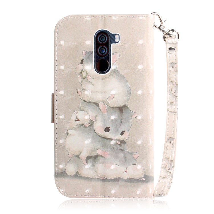 Light Spot Decor Patterned Wallet Stand PU Leather Cell Phone Case for Xiaomi Pocophone F1 / Poco F1 (India) - Hamsters-3