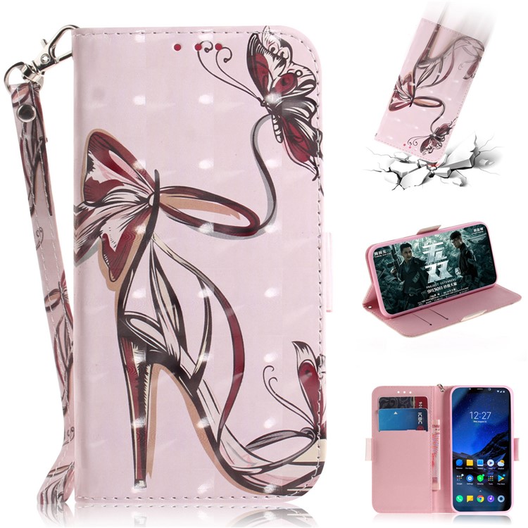 Light Spot Decor Patterned Wallet Stand PU Leather Cell Phone Cover for Xiaomi Pocophone F1 / Poco F1 (India) - High Heel Sandal-1