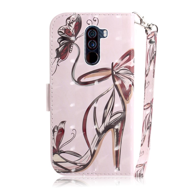 Light Spot Decor Patterned Wallet Stand PU Leather Cell Phone Cover for Xiaomi Pocophone F1 / Poco F1 (India) - High Heel Sandal-3