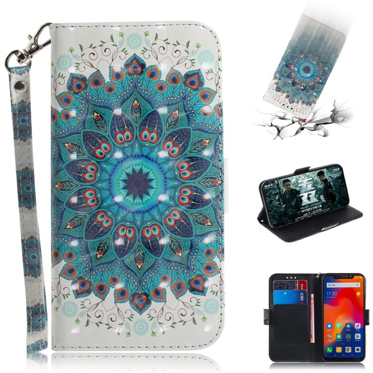 Patterned Wallet Stand Leather Flip Shell for Xiaomi Redmi Note 6 Pro - Mandala Flower-1